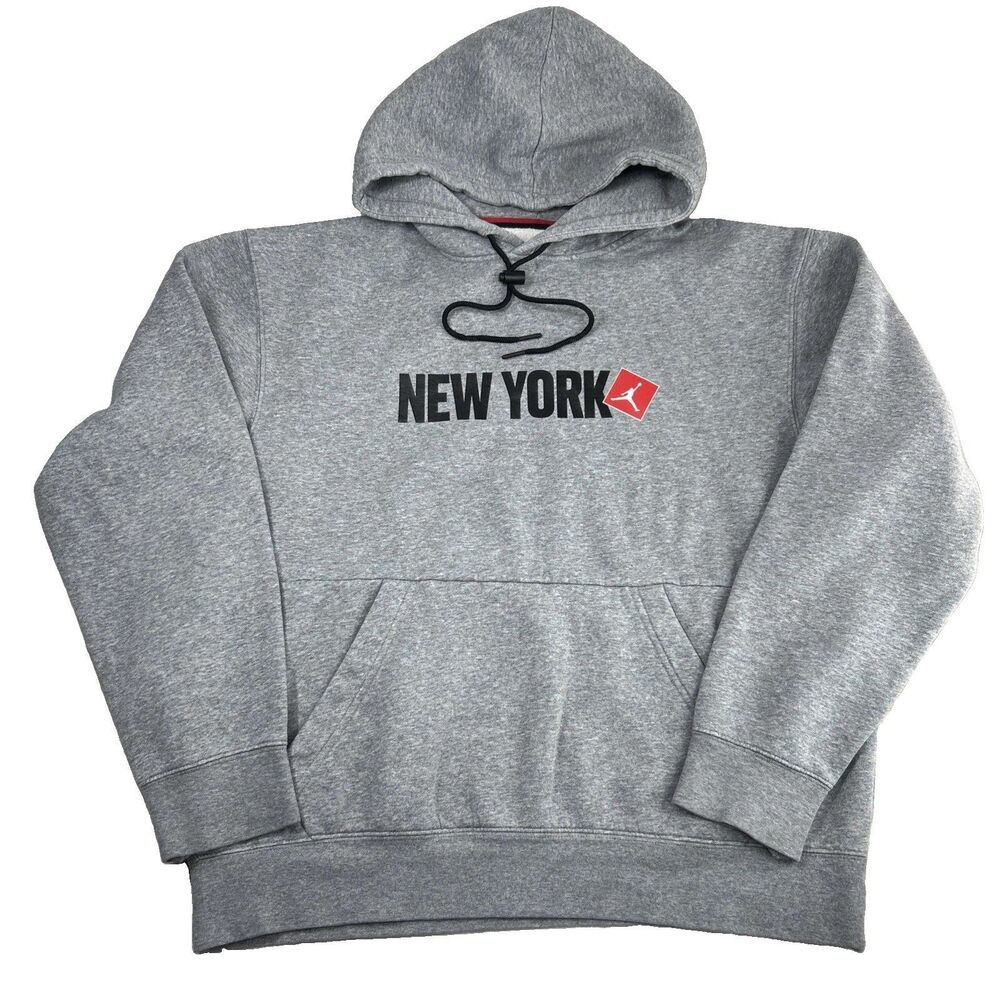 Air Jordan New York City Sweatshirt Pullover Hoodie Medium Grey
